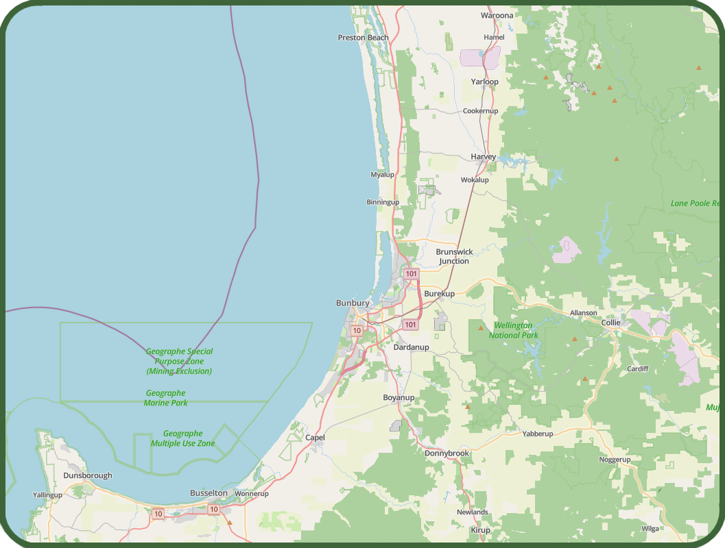 Map of South West Australia where Silver Sword will travel